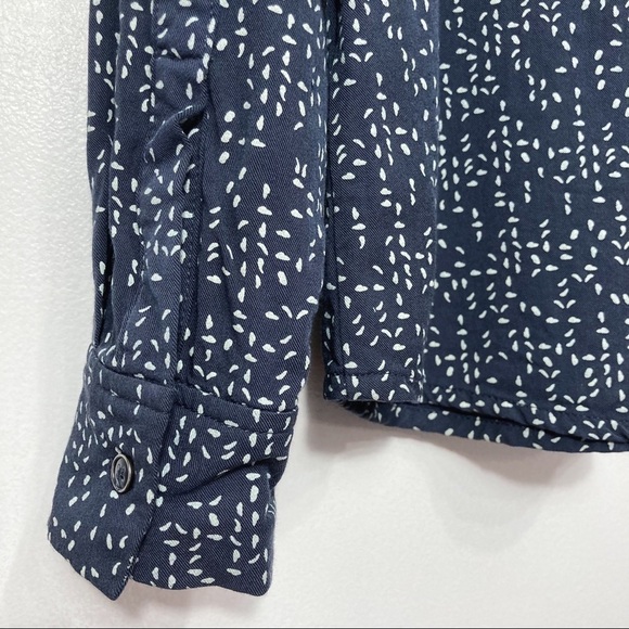 Sandwich Leaf Print Split Neck Long Sleeve Blouse Size M - Picture 11 of 14